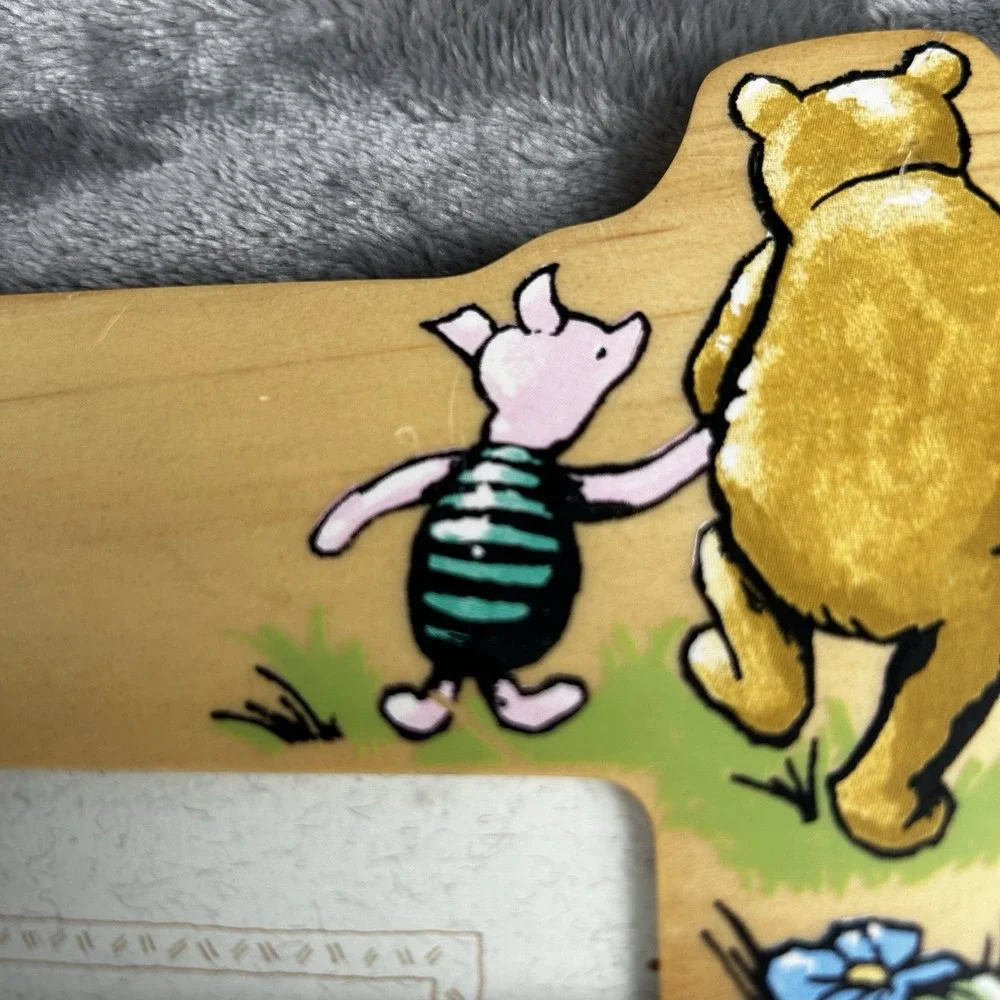 Vintage Disney Classic Pooh Baby My First Steps Picture Frame Wooden Easel Back
